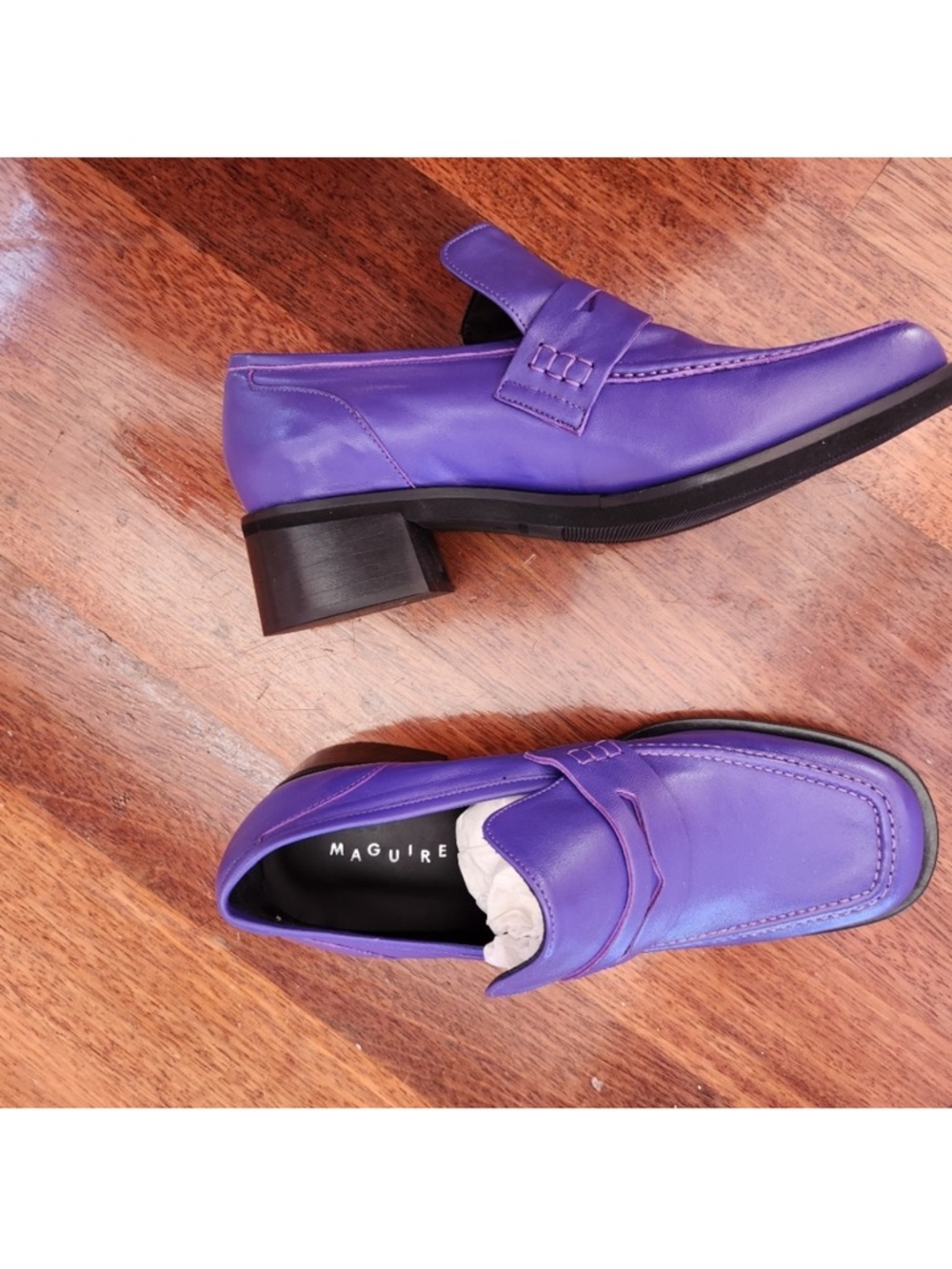 Maguire Purple Leather Italian Square Toe Loafers - 40 - Picture 7 of 8